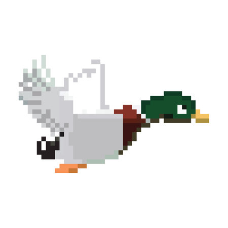 pixelated duck animal icon image vector illustration design  pixel art styleのイラスト素材