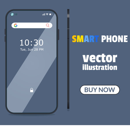 Smartphone with search bar on the screen. Flat design vector illustration.のイラスト素材