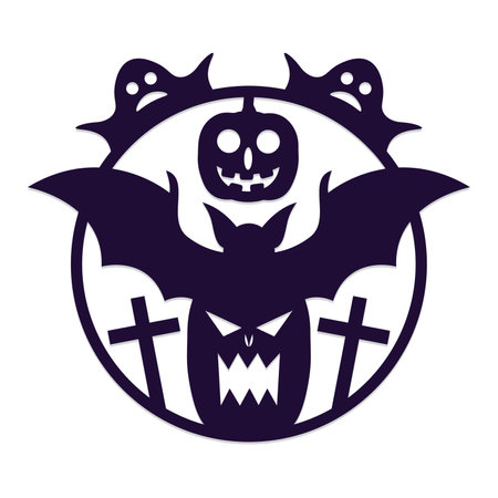 Halloween vector icon with bats and crosses. Design element for flyers or greeting cards.のイラスト素材