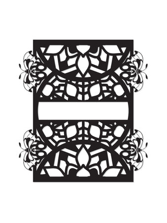 Vector decorative frame. Elegant element for design in Eastern style, place for text. Floral black border. Lace illustration for invitations and greeting cards.のイラスト素材