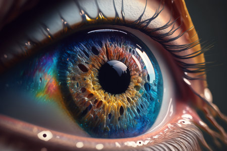 Close up view of human eye with beautiful iris. 3D renderingの素材