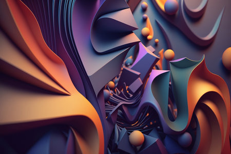 3d illustration of abstract geometric composition,digital art works. Computer generated image.の素材