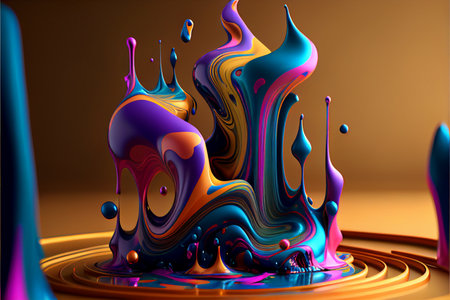 3d render of abstract colorful background. Ink drops in water.の素材