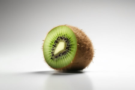Kiwi fruit isolated on a white background, close-upの素材