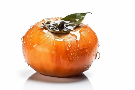 Ripe onion with drops of water on a white background close-upの素材