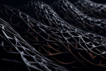 abstract black background with waves and lines. 3d render illustrationの素材