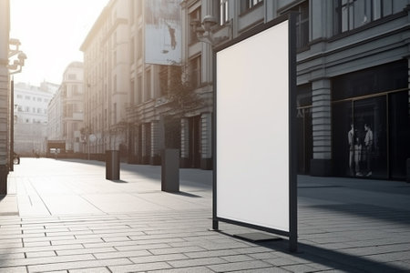 Blank white billboard on city street. Mock up, 3D Renderingの素材