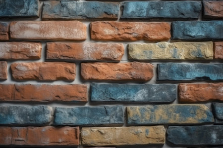Colorful brick wall texture background for interior exterior decoration and industrial construction concept design.の素材