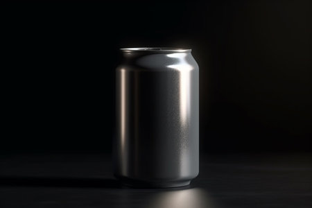 Aluminum can on a black background. 3d render illustration.の素材