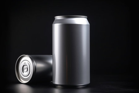 Blank aluminum can mockup on black background. 3D renderingの素材