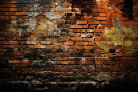 Old brick wall texture background with vignetted grunge effectの素材