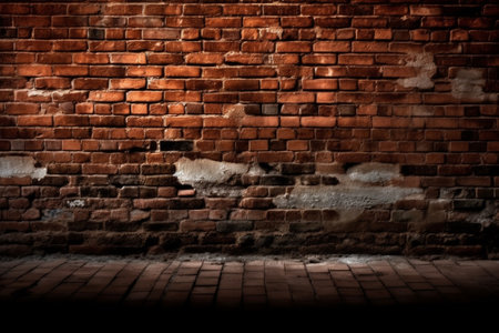 Old brick wall and floor, grunge background. Abstract background.の素材