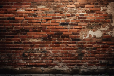Old red brick wall texture background with vignetted corners.の素材