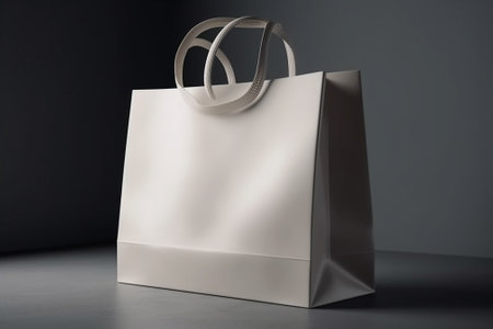 Blank paper bag on dark background. Mock up, 3D Renderingの素材