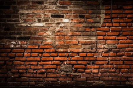 Old red brick wall texture background for interior or exterior design with copy space.の素材