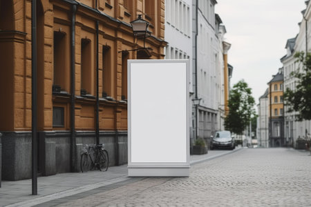 Blank white street billboard on city street. 3d rendering.の素材