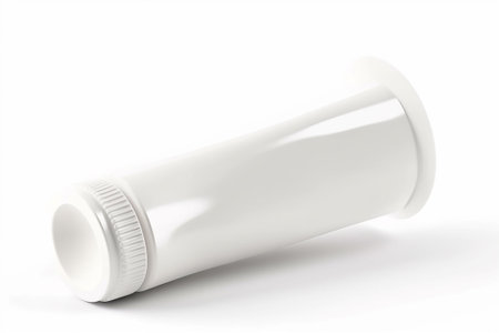 White plastic bottle isolated on a white background. 3d rendering.の素材