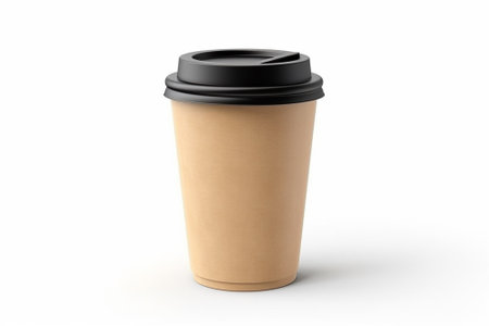 3d rendering of a disposable coffee cup on white background with shadowの素材