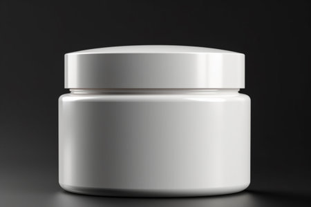 Cosmetic cream jar mockup on black background. 3d renderingの素材
