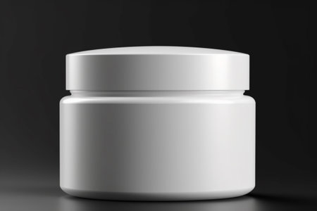 White cosmetic cream jar mockup on black background. 3D renderingの素材