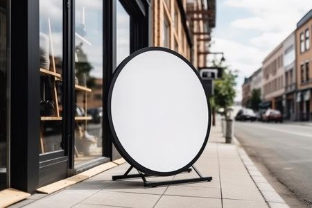 Blank white signboard mockup on street. 3d illustrationの素材