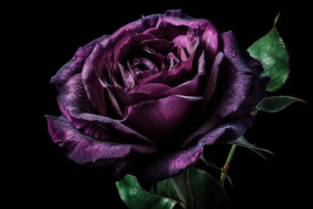 Beautiful purple rose on a black background close-up macro photographyの素材