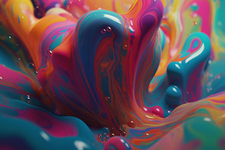 Colorful abstract background of oil drops in water. 3d renderingの素材