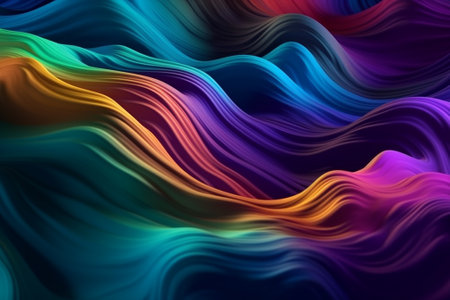 abstract multicolored background with smooth lines in the form of wavesの素材