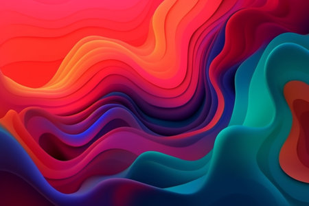Abstract background with red, orange, blue and purple waves. Vector illustrationの素材