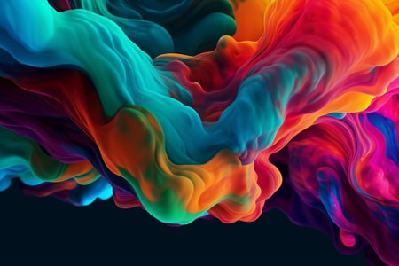 abstract background of colored flowing liquid paint, 3d render illustrationの素材