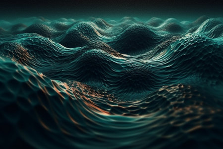 Abstract 3d rendering of wavy surface. Beautiful background with flowing waves.の素材