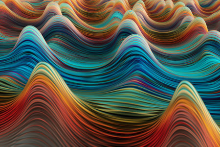 abstract colorful background with smooth wavy lines. computer generated illustrationの素材