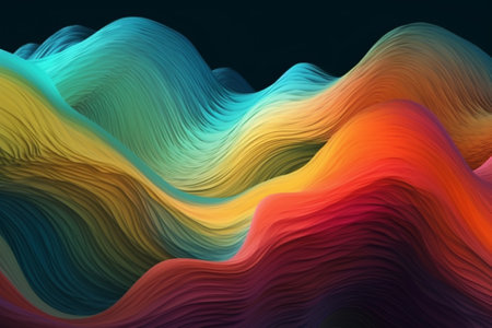 Colorful abstract wavy background. 3d rendering, 3d illustration.の素材