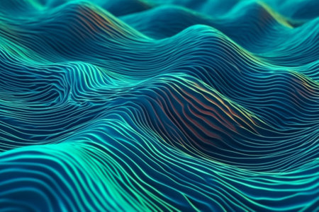 Abstract 3d rendering of wavy surface. Background with dynamic waves.の素材