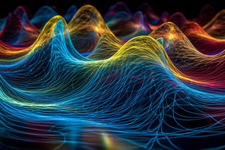abstract background, 3d illustration, multicolored lines, waveの素材