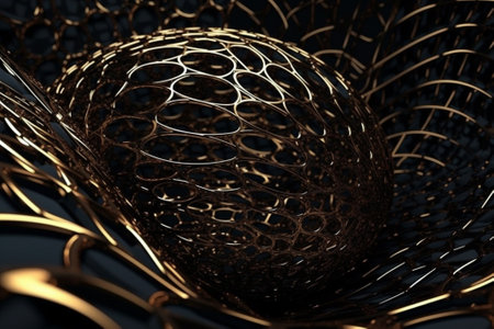Abstract 3d rendering of chaotic geometric composition. Reflective surface.の素材