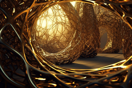 3d illustration of abstract geometric composition, digital art works. 3d rendering.の素材