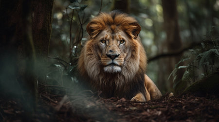 Lion in the forest. Lion in the jungle. Lion in the forest.の素材