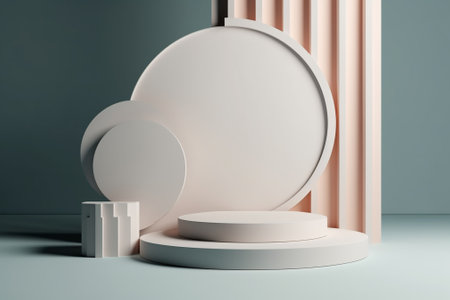 3d rendering of minimal geometric forms. Glossy podium for product presentation.の素材