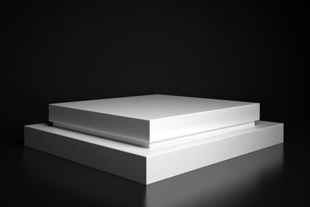 White podium on a black background. 3d rendering, 3d illustrationの素材