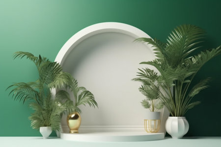 3d render of minimal geometric forms. Background for product display.の素材
