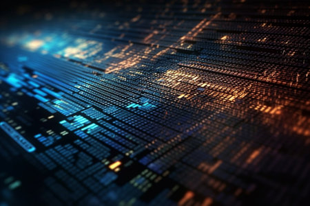 3d illustration of abstract technology background with high tech and digital dataの素材