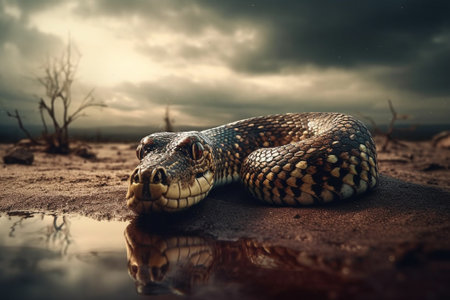 Dangerous snake in the desert. Wildlife scene from Africa.の素材