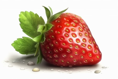 strawberry on a white background with water drops, close-upの素材