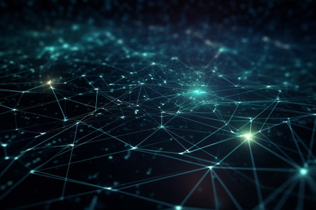 3d rendering of abstract technology background with connecting dots and lines. Network conceptの素材