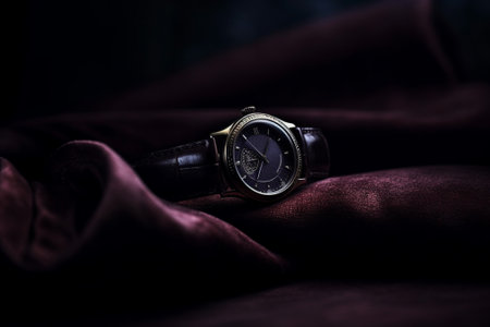 Wristwatch on a dark background. Men's wristwatch.の素材