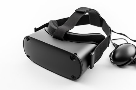 Virtual reality headset isolated on white background. 3d render illustration.の素材