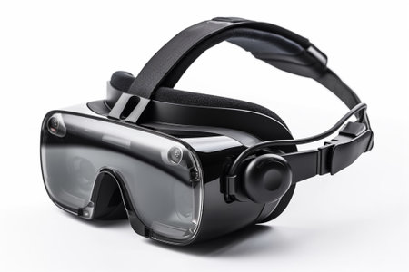 Virtual reality goggles isolated on white background. 3d illustration. Studio shot.の素材