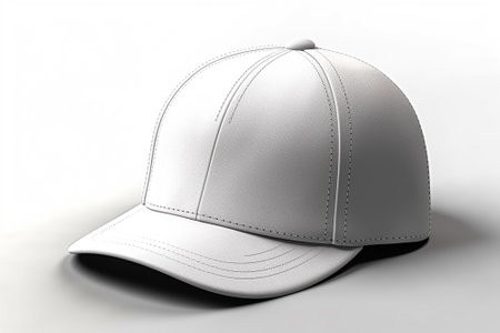 White baseball cap mockup on white background. 3D rendering.の素材