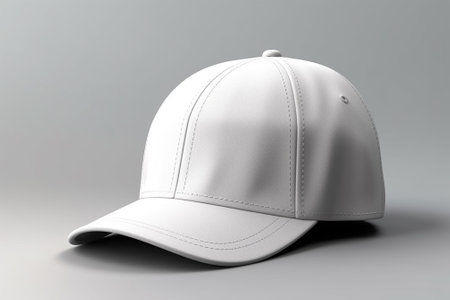 White baseball cap mockup on white background. 3D rendering.の素材
